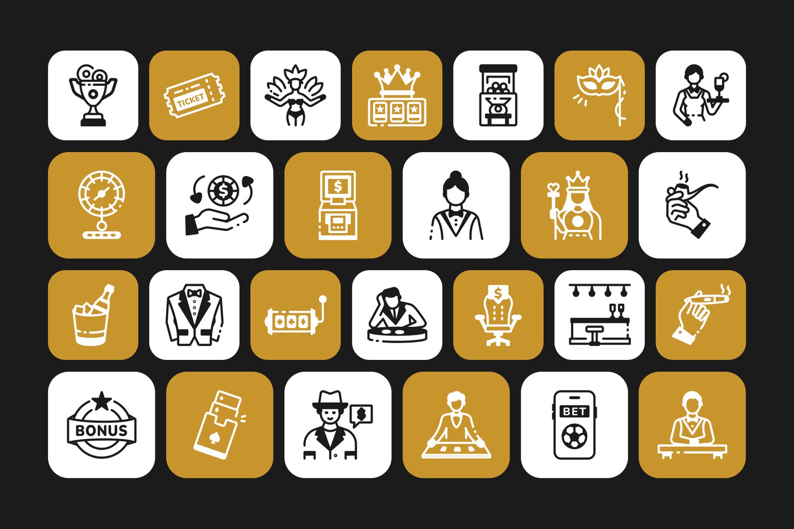 Casino and Gambling Club Icon Set