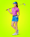 Woman Wearing Golf Shirt and Shorts Mockup