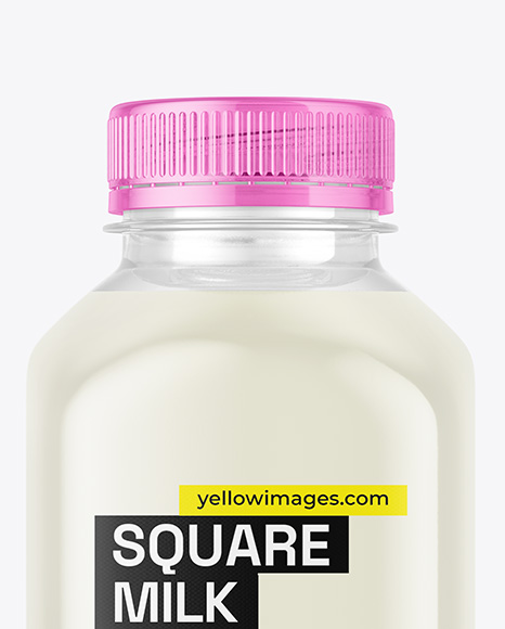 Square Milk Bottle Mockup