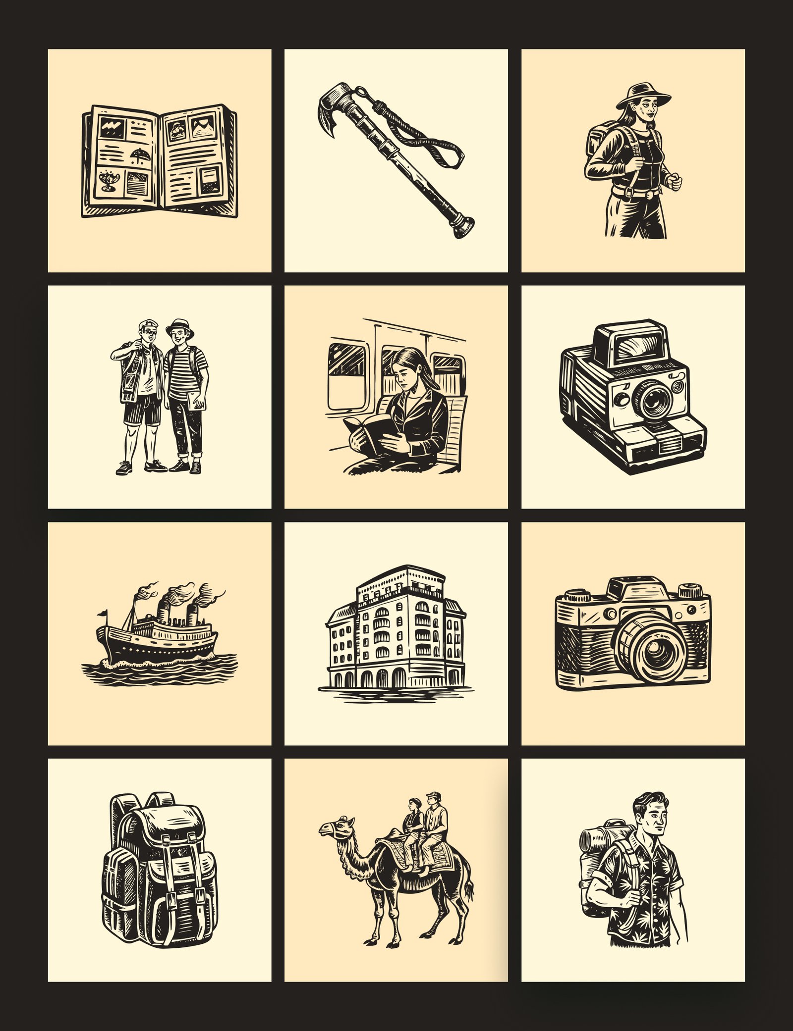 Vintage Travel Illustration Set