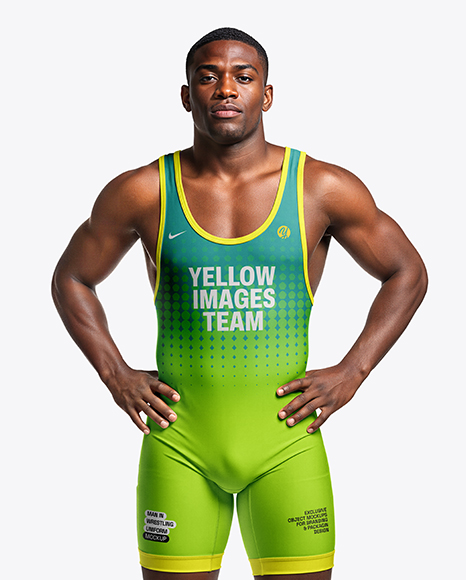 Afro-American Man Wearing Wrestling Uniform Mockup - PSD Mockups