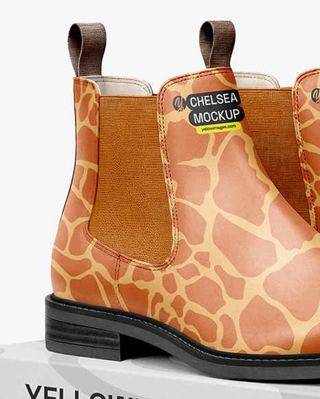 Pair of Chelsea Boots with Shoe Box Mockup