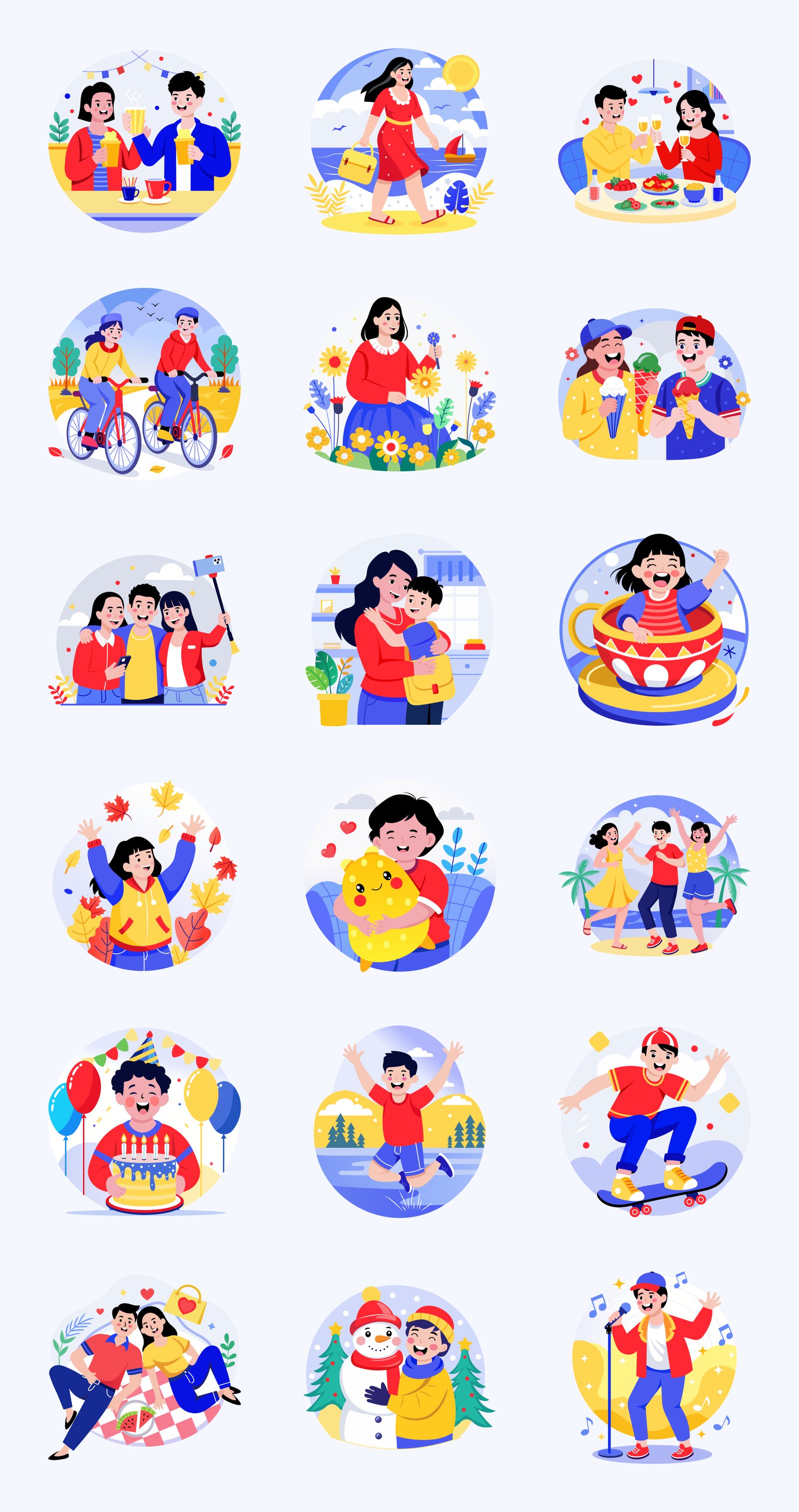 Happy People Illustration Art Set