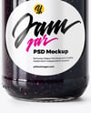 Clear Glass Jar with Blueberry Jam Mockup