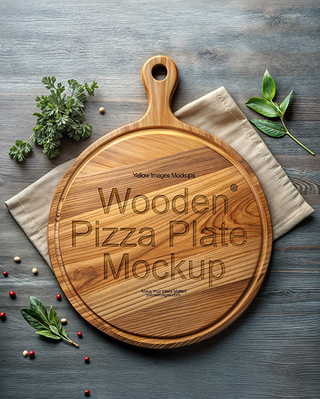Pizza Wooden Plate Mockup - Mockup metal plate