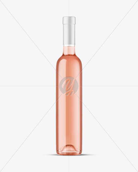 Clear Glass Rose Wine Bottle Mockup