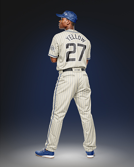 Afro-American Baseball Player Wearing Wearing a Full Baseball Kit Mockup