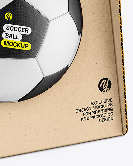 Kraft Box With Soccer Ball Mockup