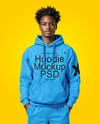 A Black Man in a Hoodie and Sweatpants Mockup