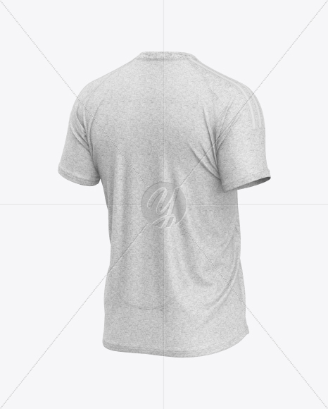 Heather T-Shirt Mockup - Back Half Side View