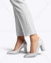 Block Heel Pumps on Woman's Legs with Pants Mockup
