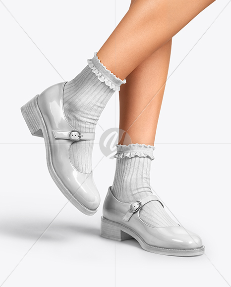Mary Janes with Socks on Woman's Legs Mockup