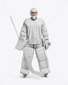 Man Wearing Ice Hockey Goalkeeper Kit Mockup