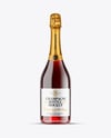 Clear Glass Red Champagne Bottle Mockup