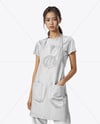 Asian Woman Wearing Apron and T-Shirt Mockup