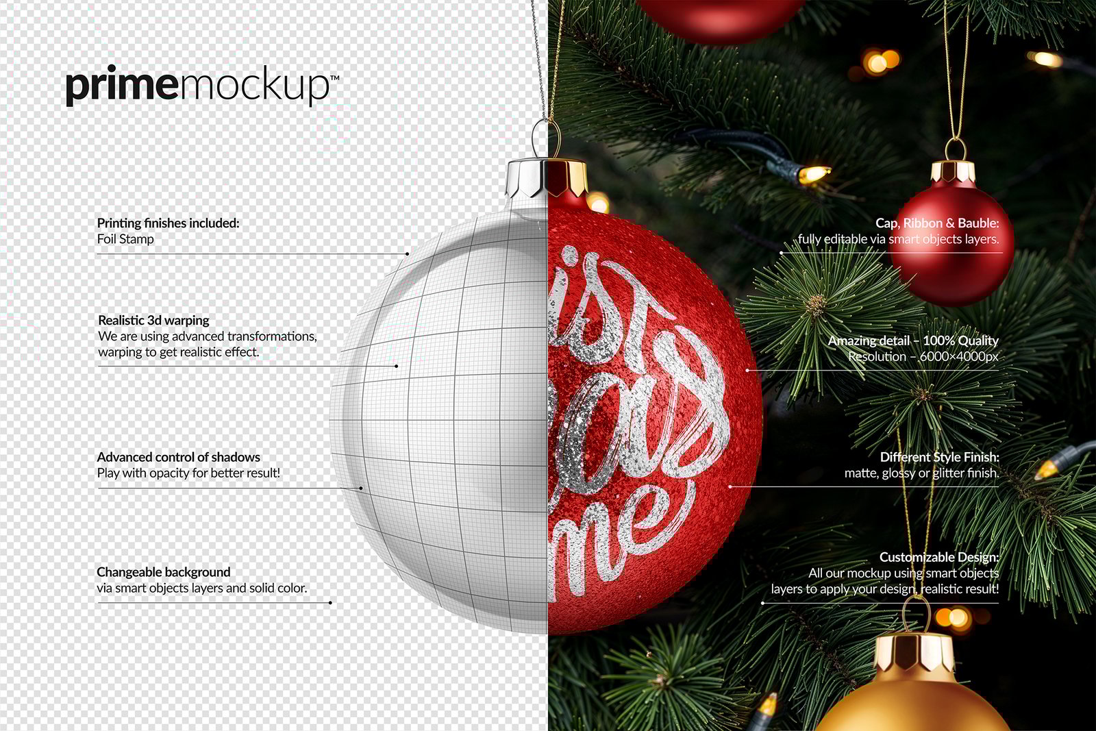 Christmas Ball Ornament Mockup Scene