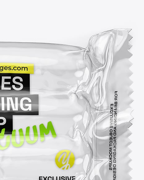 Clear Plastic Flow-Pack with Sausages in Kraft Paper Holder Mockup