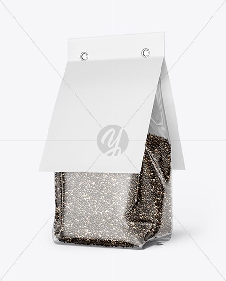 Transparent Package with Chia Seeds Mockup