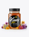 Glass Jar with Wildflower Honey Mockup