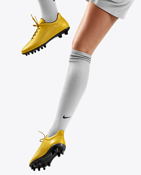 Woman Wearing Soccer Jersey and Shorts Mockup