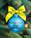 Metallic Christmas Ball with Bow Mockup