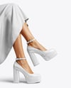 Woman Wearing Dress and Platform Heels Mockup