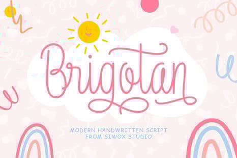 Brigotan | Cute Monoline Fonts - Monoline script font
