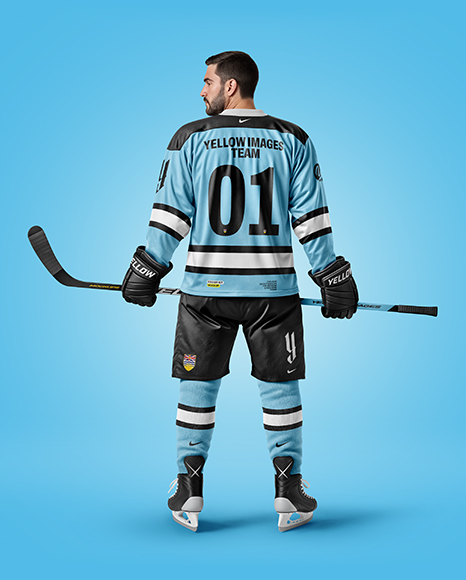 Man Wearing Full Ice Hockey Kit Mockup