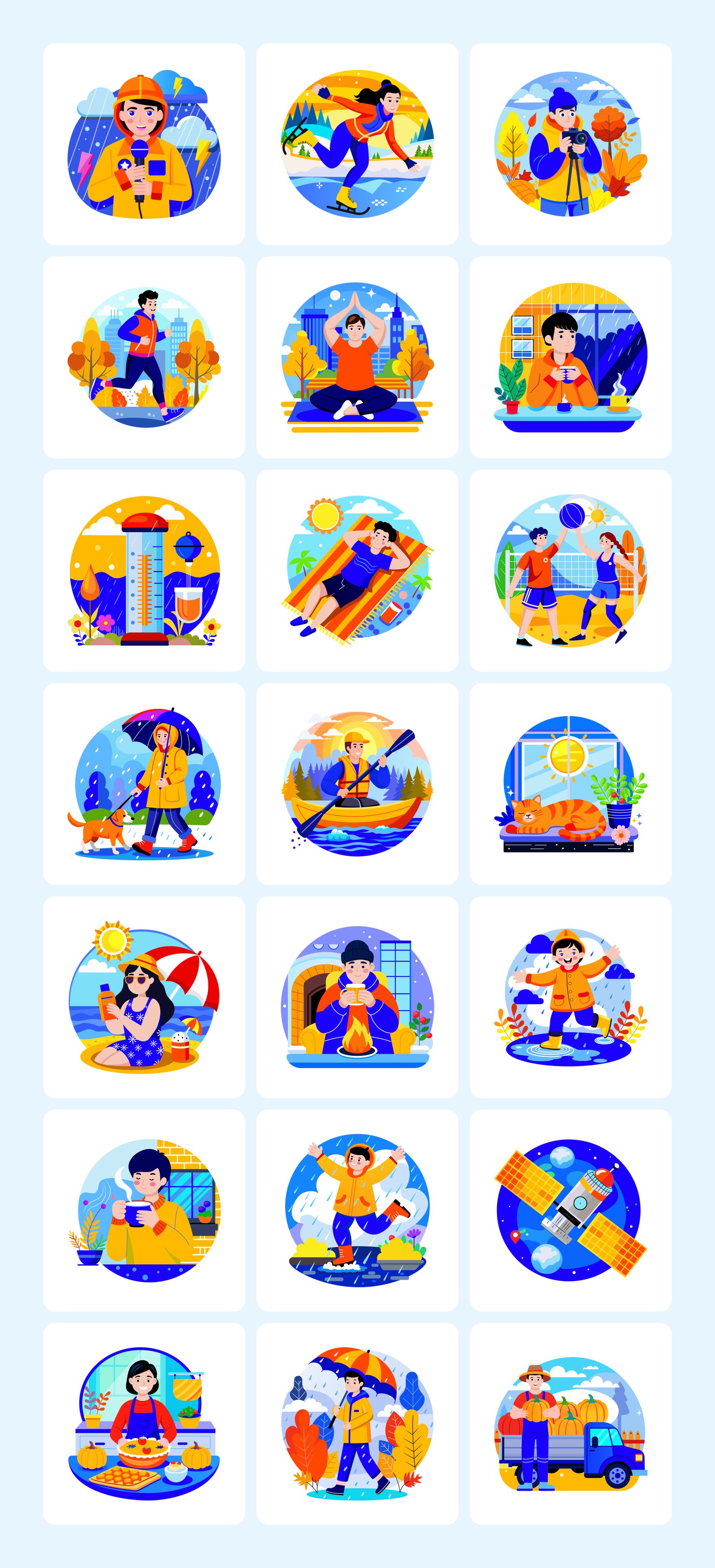 Winter and Seasons Illustrations Set