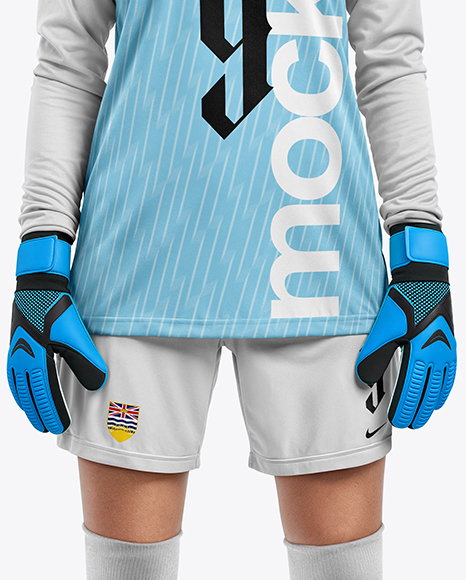 Female Goalkeeper Wearing Long Sleeve Soccer Jersey Mockup