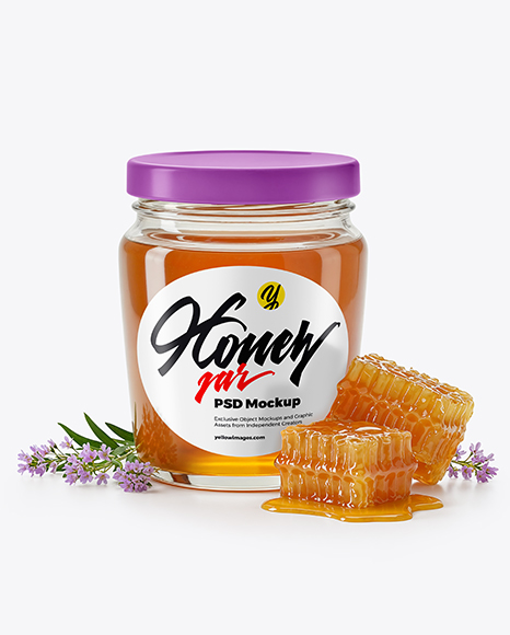 Glass Jar with Wildflower Honey Mockup - Realistic mockups