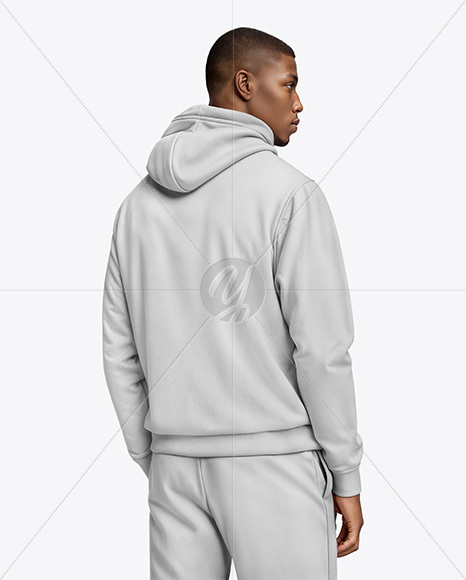 Black Man Wearing a Hoodie and Pants Mockup