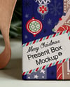X-mas Gift Box with Bow and Holy Leaf Mockup