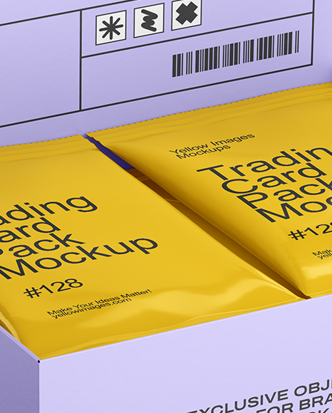 Box with Glossy Trading Card Packs Mockup