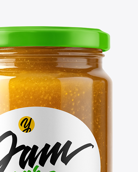 Glass Jar with Yellow Fig Jam Mockup