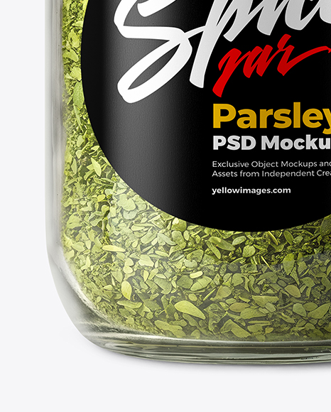 Glass Jar with Parsley Flakes Mockup