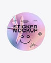 Iridescent Round Sticker Mockup