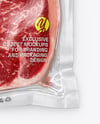 Clear Plastic Flow-Pack with Beef Steak Mockup