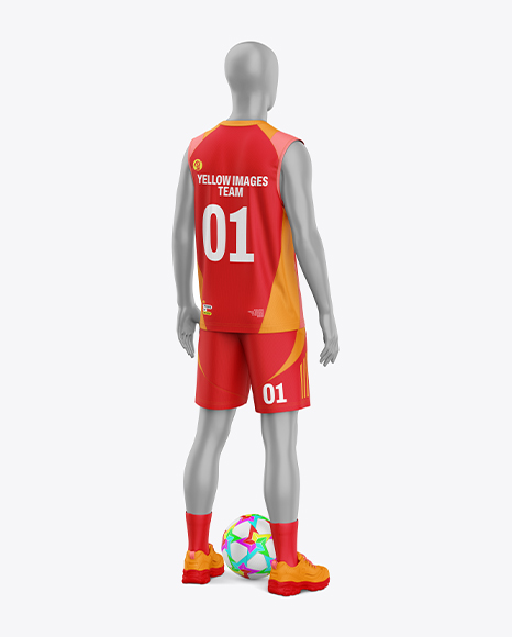 Training Sleeveless Kit Mockup - Back Half Side View