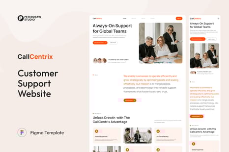CallCentrix – Customer Support Website UI Figma Template