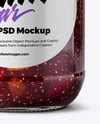 Clear Glass Jar with Mixed Fruits Jam Mockup