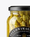 Clear Glass Jar with Pickled Asparagus Mockup