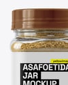 Clear Plastic Jar with Asafoetida Spice Mockup