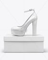Platform Heel Shoe with Shoe Box Mockup