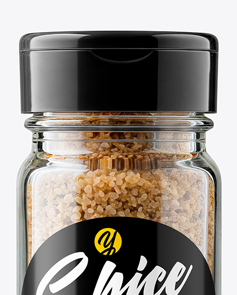Glass Jar with Smoked Sea Salt Mockup