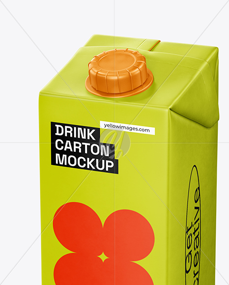 1L Carton Drink Box Mockup - Half Side view