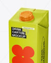 1L Carton Drink Box Mockup - Half Side view