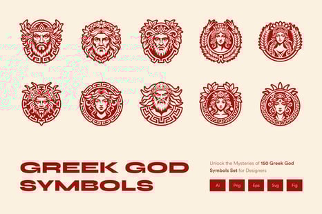 Greek God Symbols Set - Culture clipart