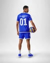 Man Wearing Full Volleyball Kit with Ball Mockup