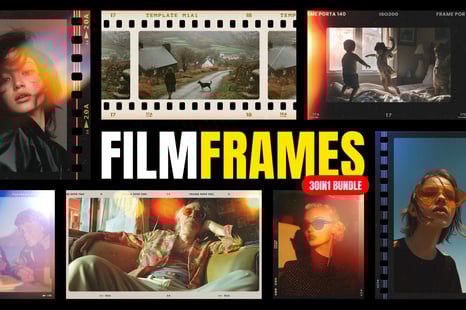 Retro Film Frames Bundle - Stationery Mockups